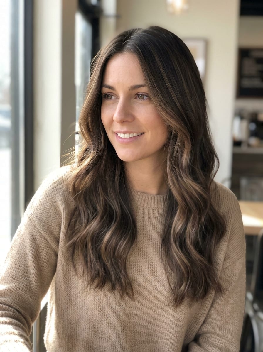 Low-Contrast Balayage - Balayage braune Haare